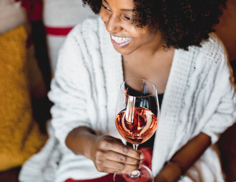 Woman drinking wine