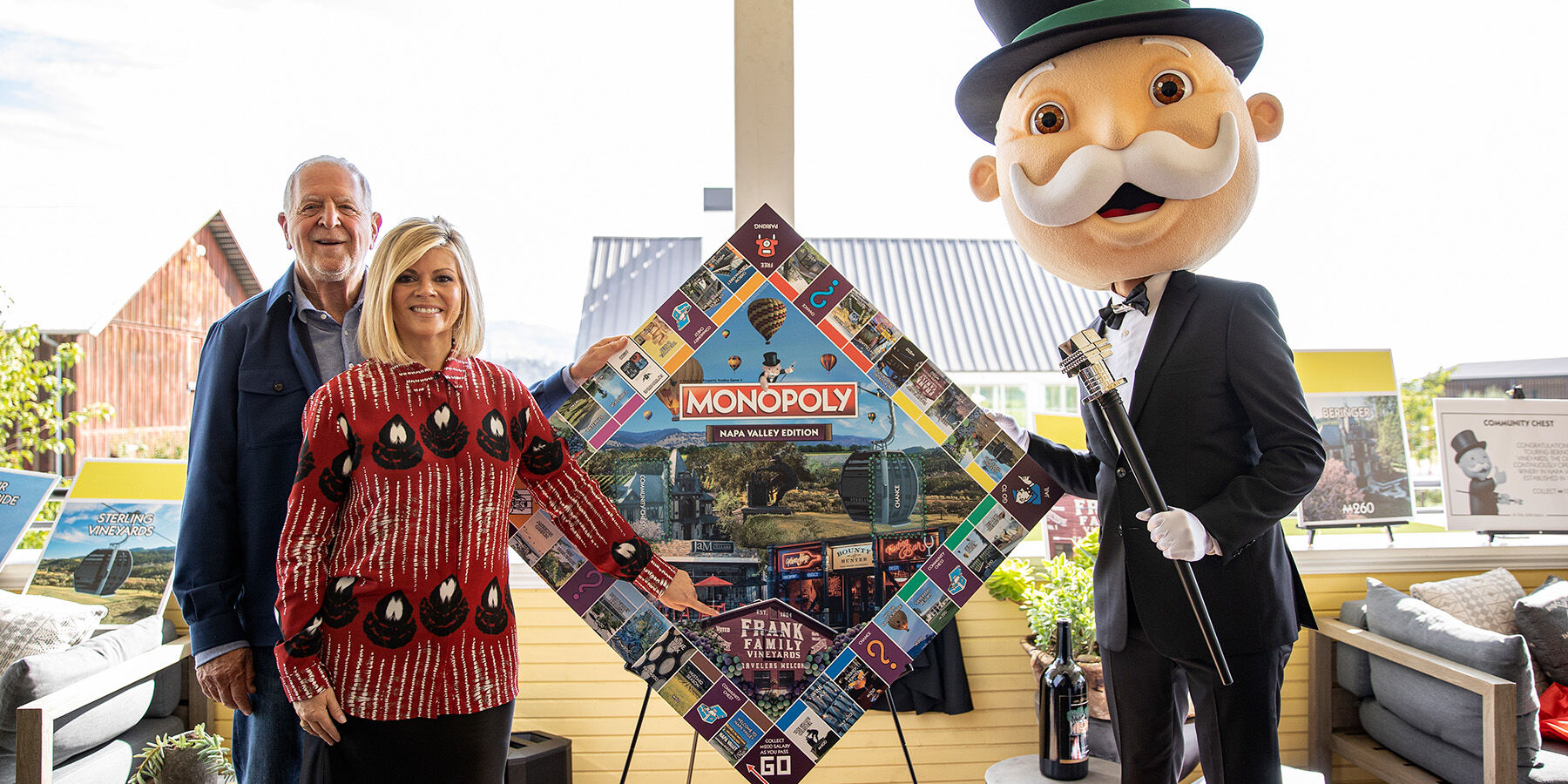 Rich and Leslie Frank unveil the Napa Monopoly with Mr Monopoly