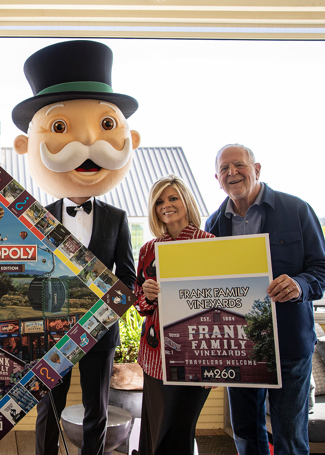 Rich and Leslie Frank with Monopoly board