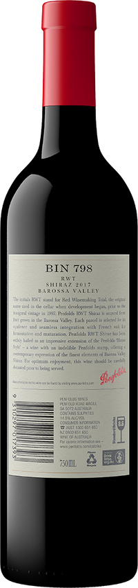 2017 Penfolds Bin 798 'RWT' Barossa Valley Shiraz Back