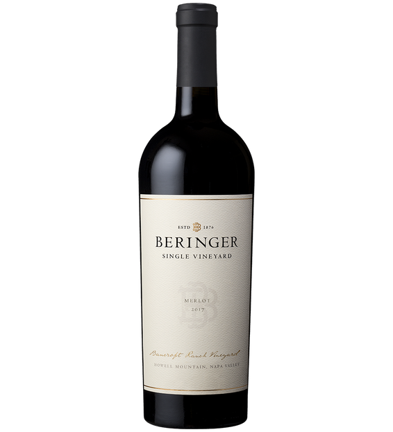 2017 Beringer Bancroft Ranch Vineyard Howell Mountain Napa Valley Merlot Bottle Shot