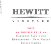 2012 Hewitt Double Plus Cabernet Sauvignon Front Label, image 2