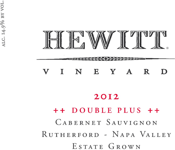 2012 Hewitt Double Plus Cabernet Sauvignon Front Label