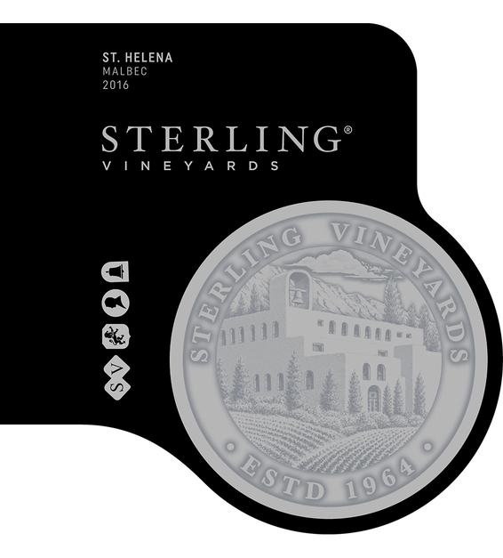 2016 Sterling Vineyards St. Helena Malbec Front Label