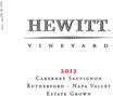 2012 Hewitt Rutherford Cabernet Sauvignon Front Label, image 2