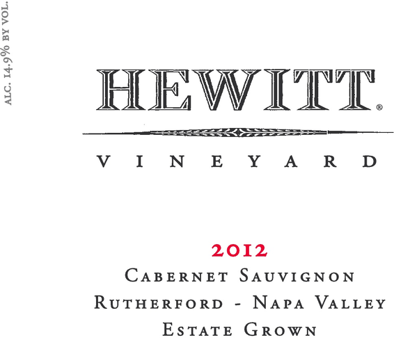 2012 Hewitt Rutherford Cabernet Sauvignon Front Label