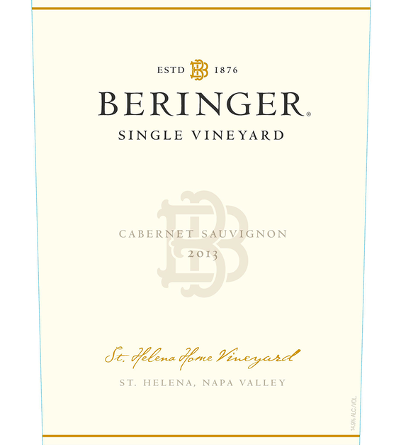 2013 Beringer Saint Helena Home Vineyard Saint Helena Cabernet Sauvignon Front Label
