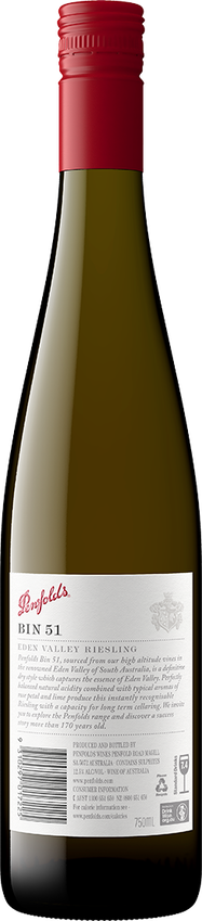 2019 Penfolds Bin 51 Eden Valley Riesling Back